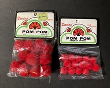 Vintage Darice Craft Supplies 14 3/4   14 1/2  Red Pom Pom  s Christmas Holiday
