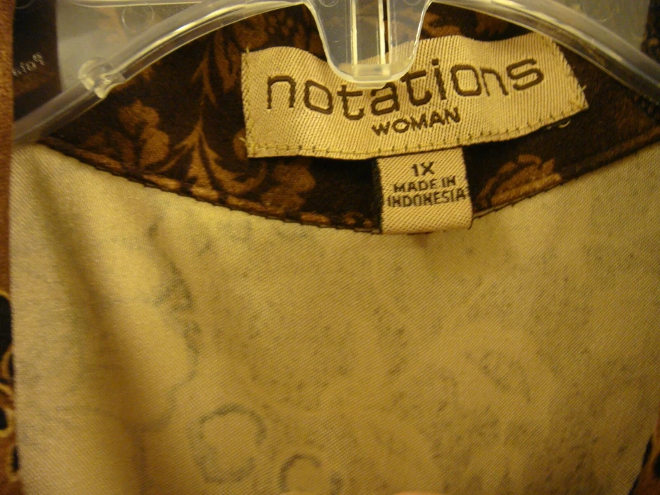 Woman's Notations Leopard Floral Print Brown & Black Jacket Size 1X - Image 2 of 4
