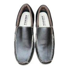 Perry Ellis America Brown Leather Loafers Slip On Men Size 8.5