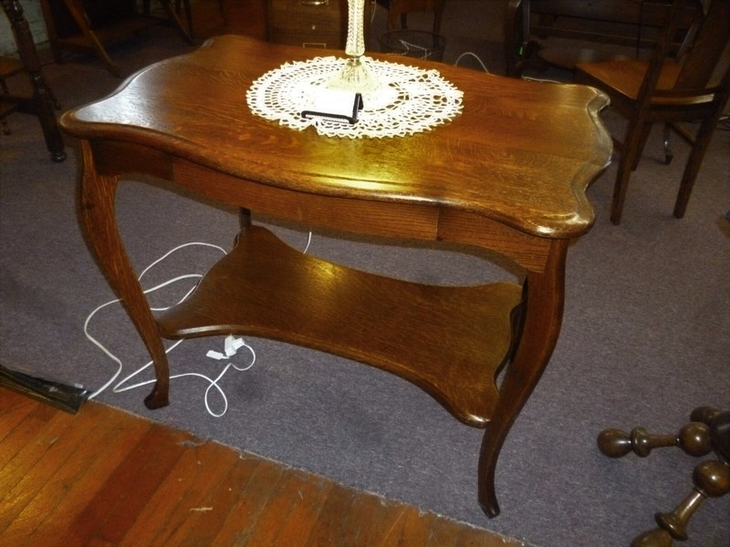 antique oak side table library desk w/ drawer 1900's refinished 36"