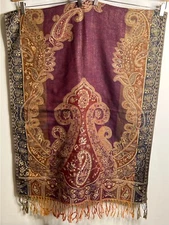 Floral Pashmina Silk Scarf Wrap Shawl Flower Branch Soft