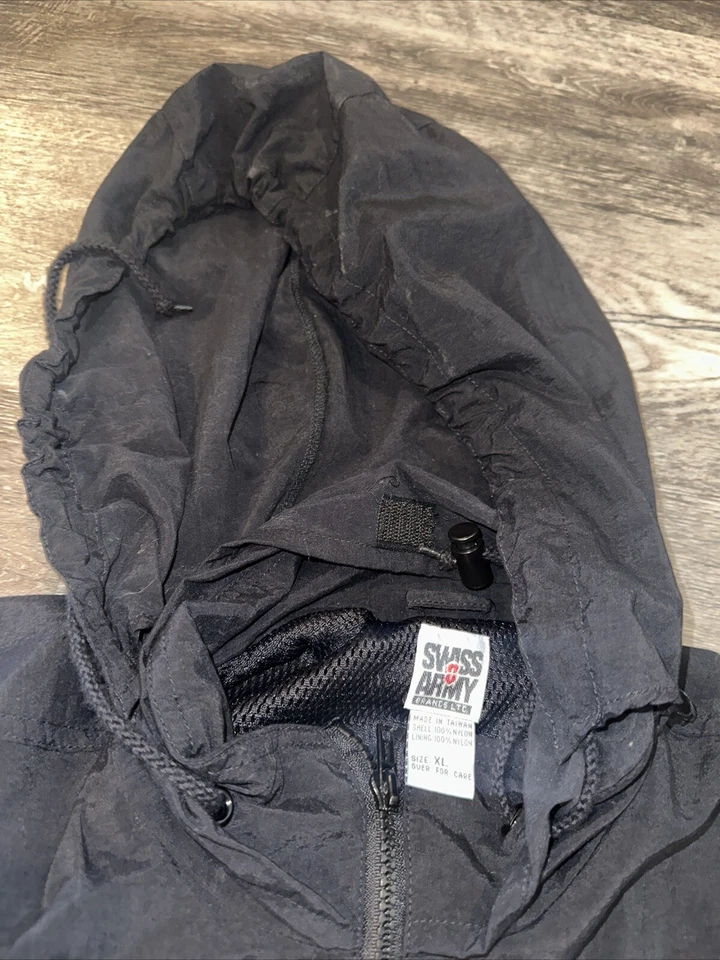 Cortavientos vintage Swiss Army Bands LTD para hombre negro talla XL Foto 4 de 4