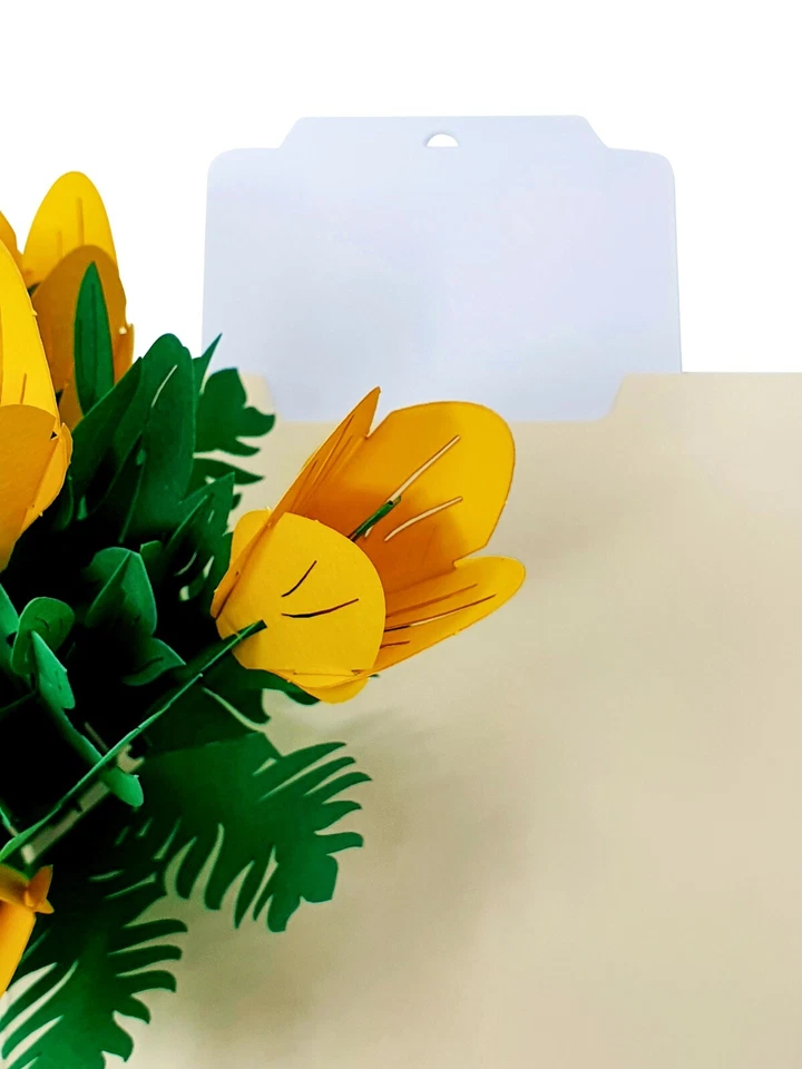 ASVP Shop Carte Pop Up 3D Fleurs & Arbres Pour Toutes Occasions (Lys Jaune) - Photo 4/4