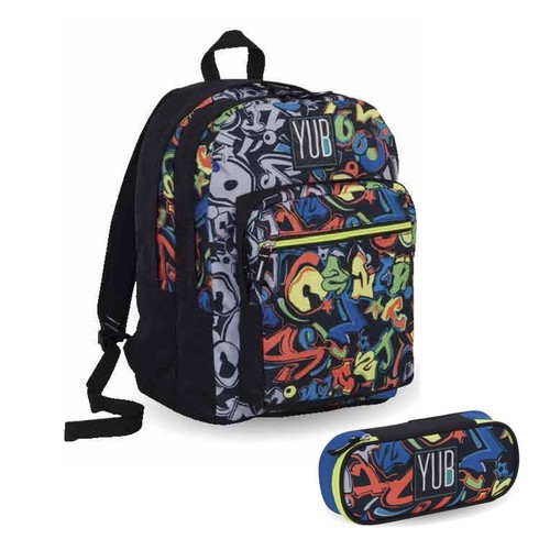 Set Kit Scuola SEVEN YUB GRAFFITI Zaino Organizzato + Astuccio Ovale +  OMAGGIO | eBay