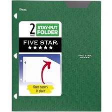 2-Pocket Folder, Plastic Folder with Stay-Put Tabs, Fits 3 Ring Binder, Green