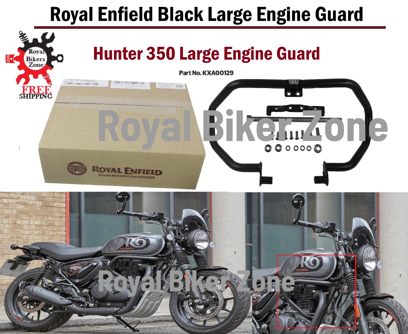 Royal Enfield HUNTER 350 BLACK "Large Engine Guard" eBay