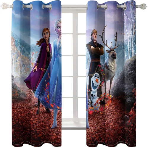 Mädchen Schlafzimmer Vorhänge Ösen Frozen Elsa Anna Verdunklung Vorhang UVSchutz - Bild 29 von 106