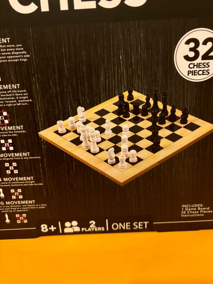 Clásico Juego Madera Colección JEDREZ 1 Tablero Madera 32 Piezas Ajedrez Foto 4 de 4