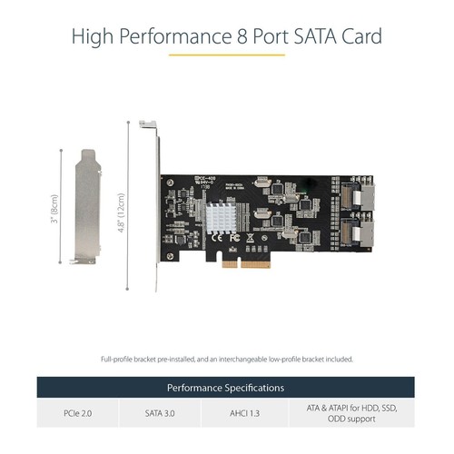 StarTech 8P6G-PCIE-SATA-CARD 8 Port SATA Low Pro PCIe x4 2 SF-8087 Mini-SAS to 8 - Picture 2 of 12