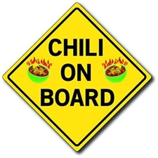 Chili On Board Magnet Decal, 5x5 Inches, Automotive Magnet for Car