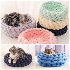 Knitted Pet Bed Warm Woven Dog Cat Nest Pet Basket Bed Washable 13.8-21.6 inch