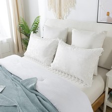 Minoki Jacquard Pillow Shams Lace White Pillowcases Cover For Wedding