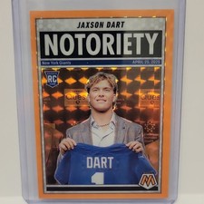 2025 Panini Mosaic Orange Fluorescent Prizm Notoriety Jaxson Dart #11 Giants NFL