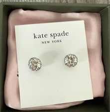Kate Spade That Sparkle Crystal Stud Earrings Pouch Box NWT