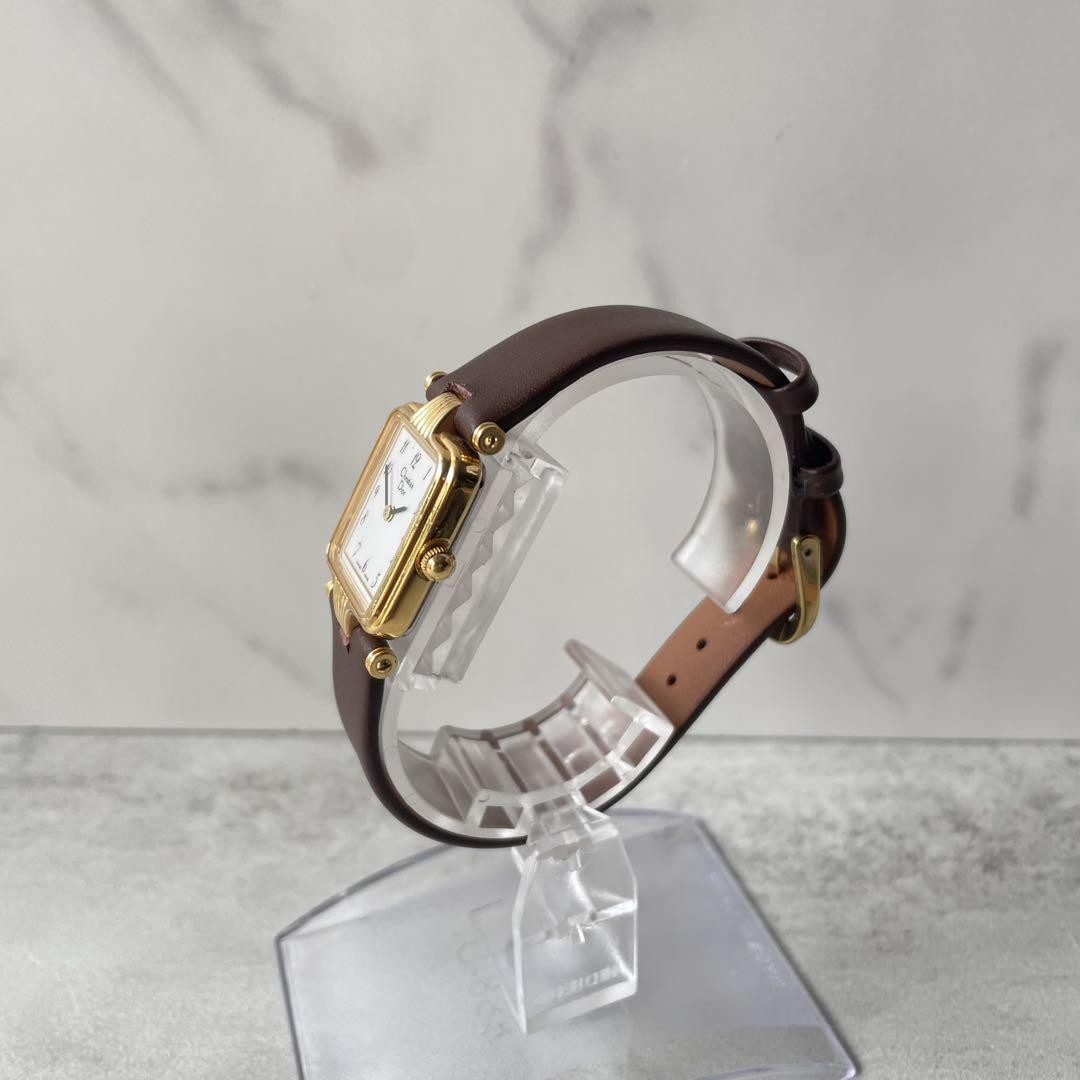 Christian Dior Gold Square Antique Watch Working Used From Japan