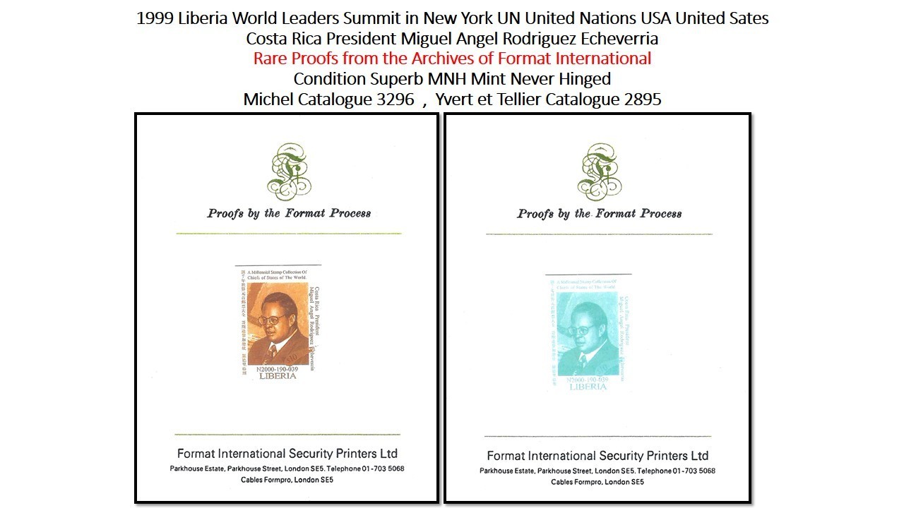 USA UN Liberia 1999 Costa Rica President Miguel Angel Echeverria Rare Proof MNH