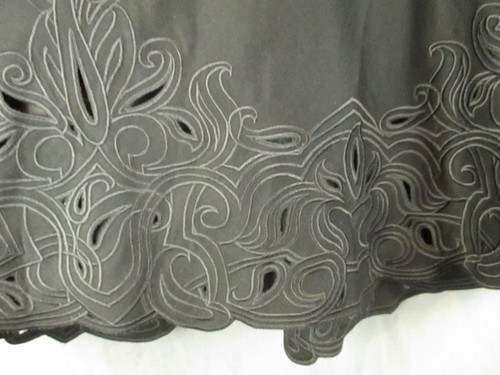 Talbots Skirt Womens 20W Black Wool Embroidered Cutout A Line Lined Midi Italy - Picture 2 of 12