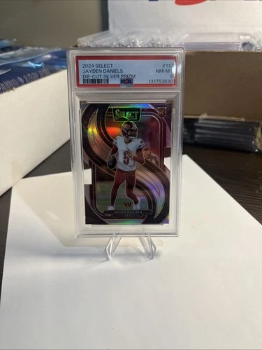 Jayden Daniels Silver Die Cut Select Prizm RC PSA 8 Premier Level SP