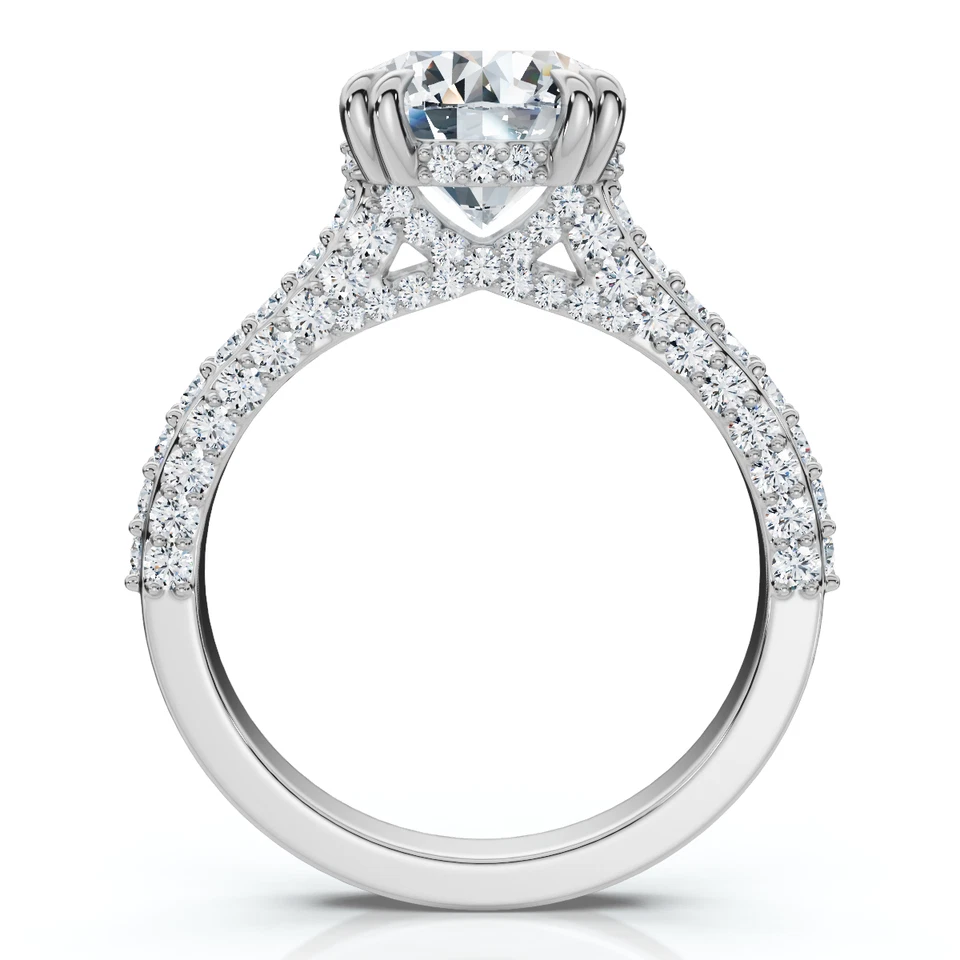 Anillo de compromiso de diamantes certificado de 2 3/4 quilates de oro de 14 k cultivado en laboratorio Foto 2 de 4