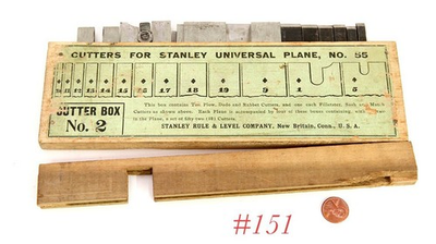 #ad v nice upgrade STANLEY TOOLS BOX #2 55 PLANE cutter irons w box and label $120.00
