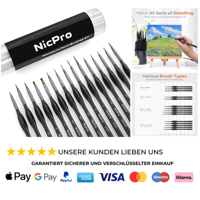 Nicpro Detailpinsel Set 15 Stück Kunsthaar Schwerlast Schwerlast Schwerlast