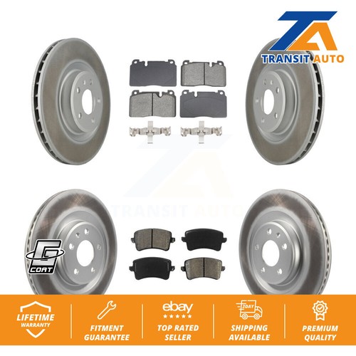 Coated Disc Brake Rotors And Semi-Metallic Pads Front Rear Kit For Audi Q5 - Picture 1 of 9