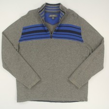 Eddie Bauer Wool Blend 1/4 Zip Mock Neck Sweater Men's Size Large Gray Pullover