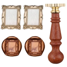 Frame Wax Seal Stamp, 3D Embossed Relief Carving Head and Wood Handle for Wax