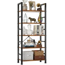SageNest 5 Tier Bookshelf, Free Standing Bookcase with 5 Tier, Rustic Brown