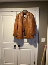 VINTAGE Angel Skin Napa Leather Men  s Brown Leather Jacket By Grains Size 44 R