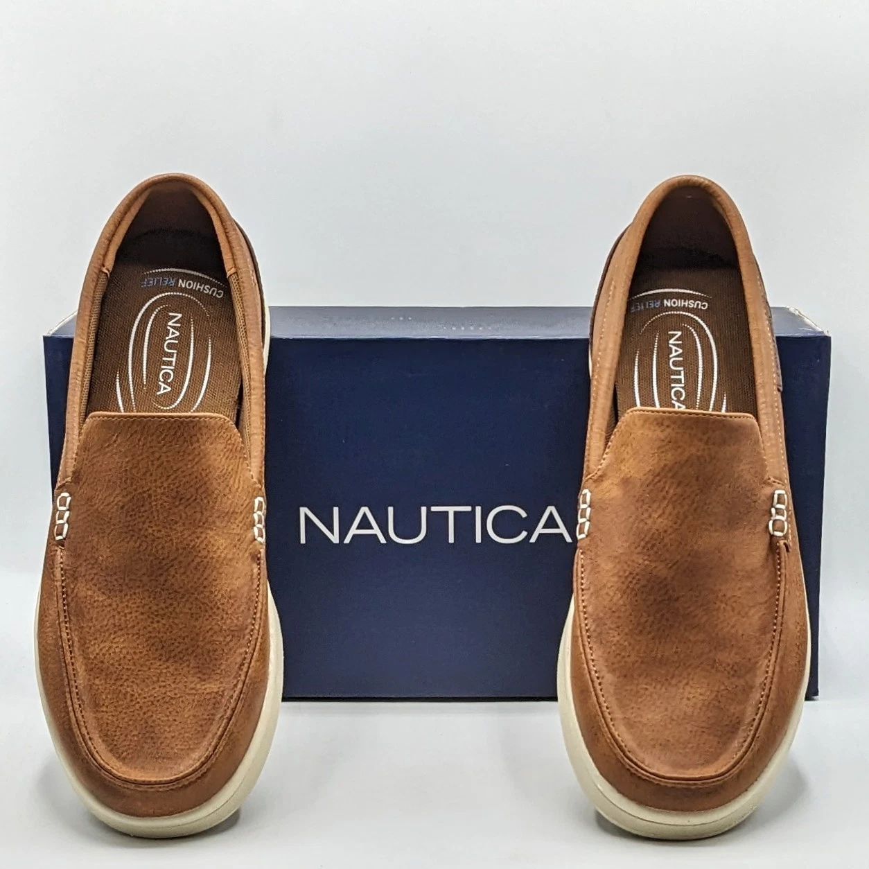 Nautica “Casual Slip-On Deck Shoes” Men’s Water-Resistant Slip-On Shoe [Brown]