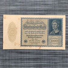 German VAMPIRE Notes. 10000 Mark Banknote, 1922 Post WWI Germany Albert Durer