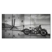 Glasuhr Glas-Wanduhr Aus GehäRtetem Glas Motorrad Schwarze Zeiger 60X30 Cm