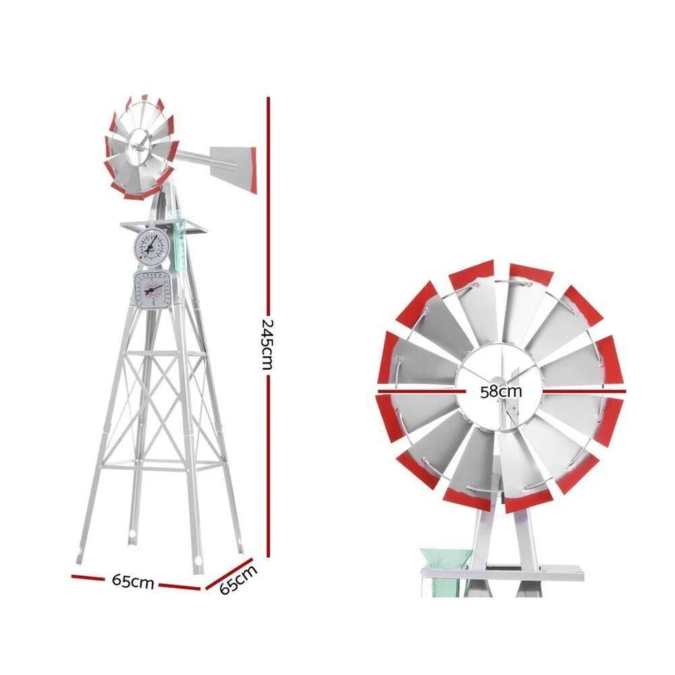 Garden Windmill 8FT 245cm Metal Ornaments Outdoor Decor Ornamental Wind Will - image 2 of 4
