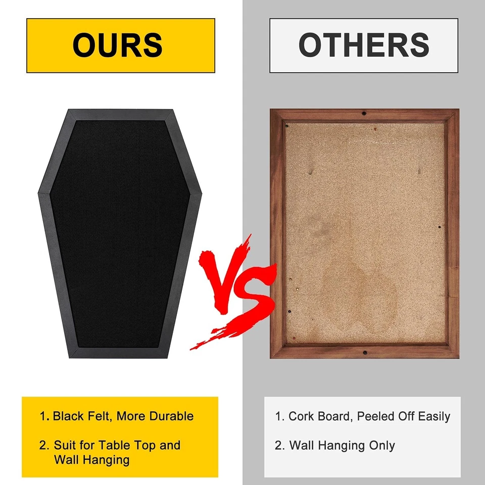 Coffin Pin Display Board - Wooden Felt Bulletin Board for Table Top or Wall -... - Image 4 of 4