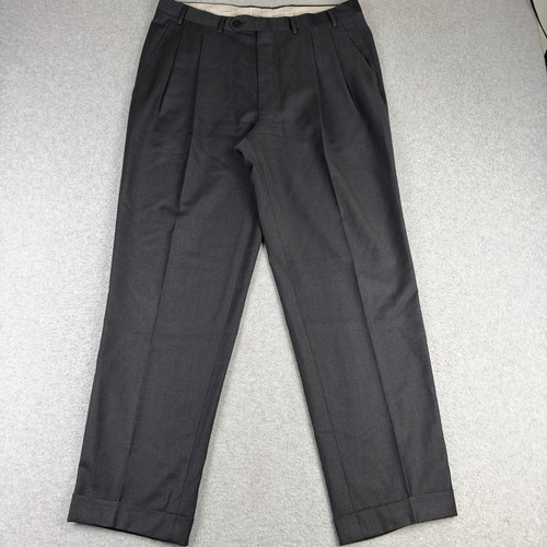 Canali, VINTAGE Canali Wool Pleated Cuffed Dress Pants Slacks Trousers 36x30 Grey READ