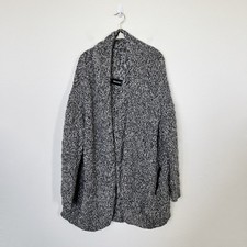 Zadig  Voltaire Sz Medium M Alpaca Wool Blend Open Front Cardigan Leather Trim