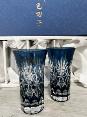 Kiriko Gläser von Sone Kogei, Indigoblau, 5er Set, von Yoshihisa Higuchi Japa