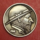 HOBO Buffalo Nickel Man with Bee Beard Made from a Real US Buffalo Nickel