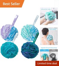 Extra Large Green-Purple Loofah Sponges Set - Gentle Exfoliation  Rich Lather