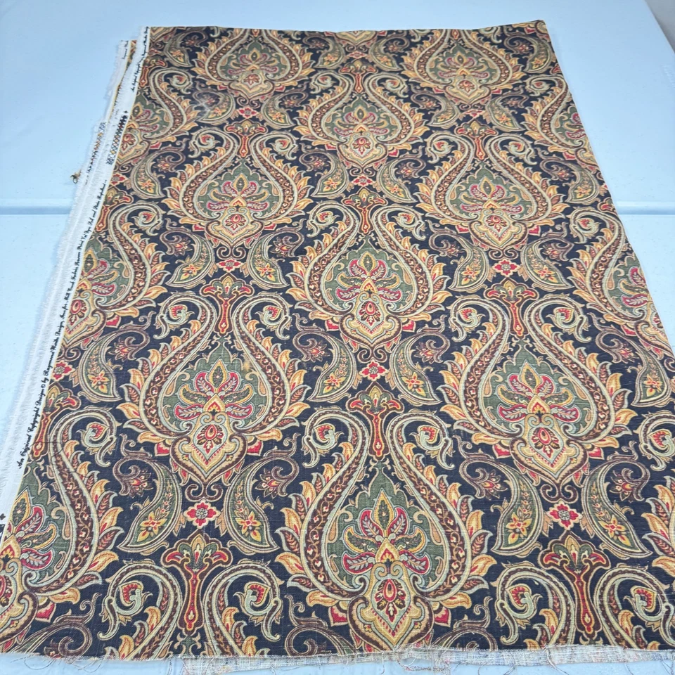 mill creek uphostery fabric brown black paisley floral cotton 53x75 2 yards - Image 2 of 4