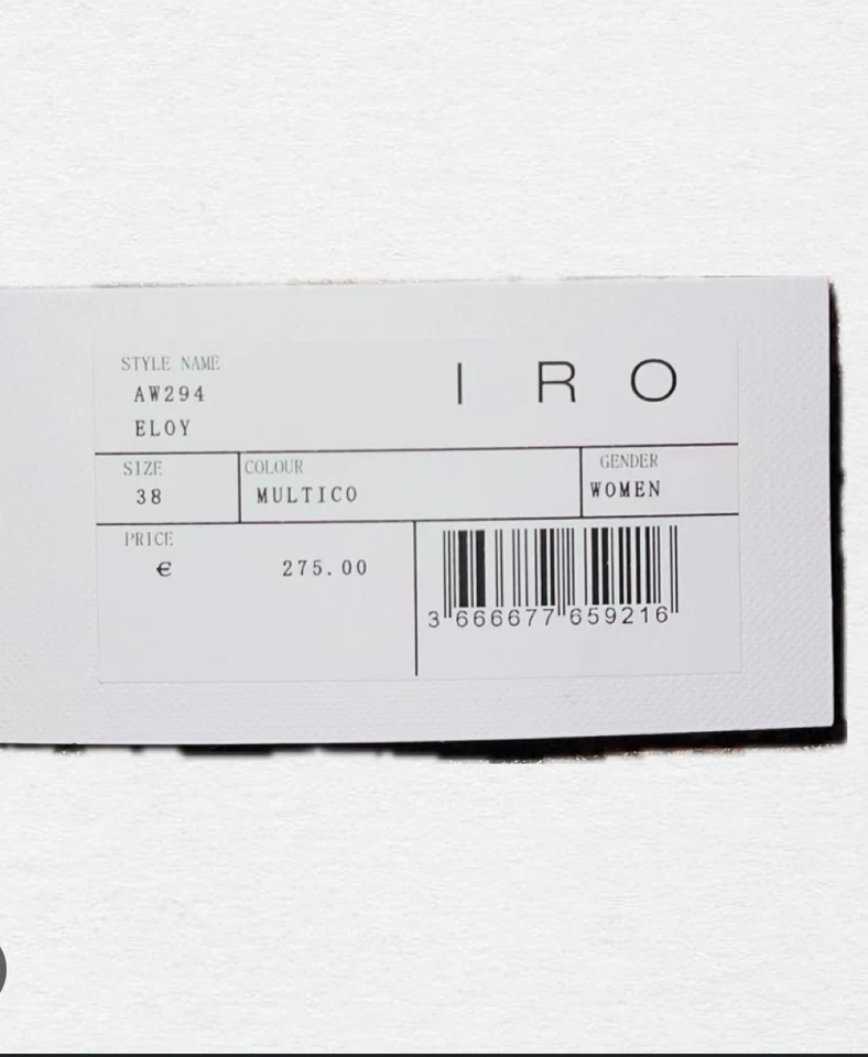 IRO Paris ELOY Women’s Top Size 38 Multicolor – New with Tags – RRP €275 - Imagen 2 de 3