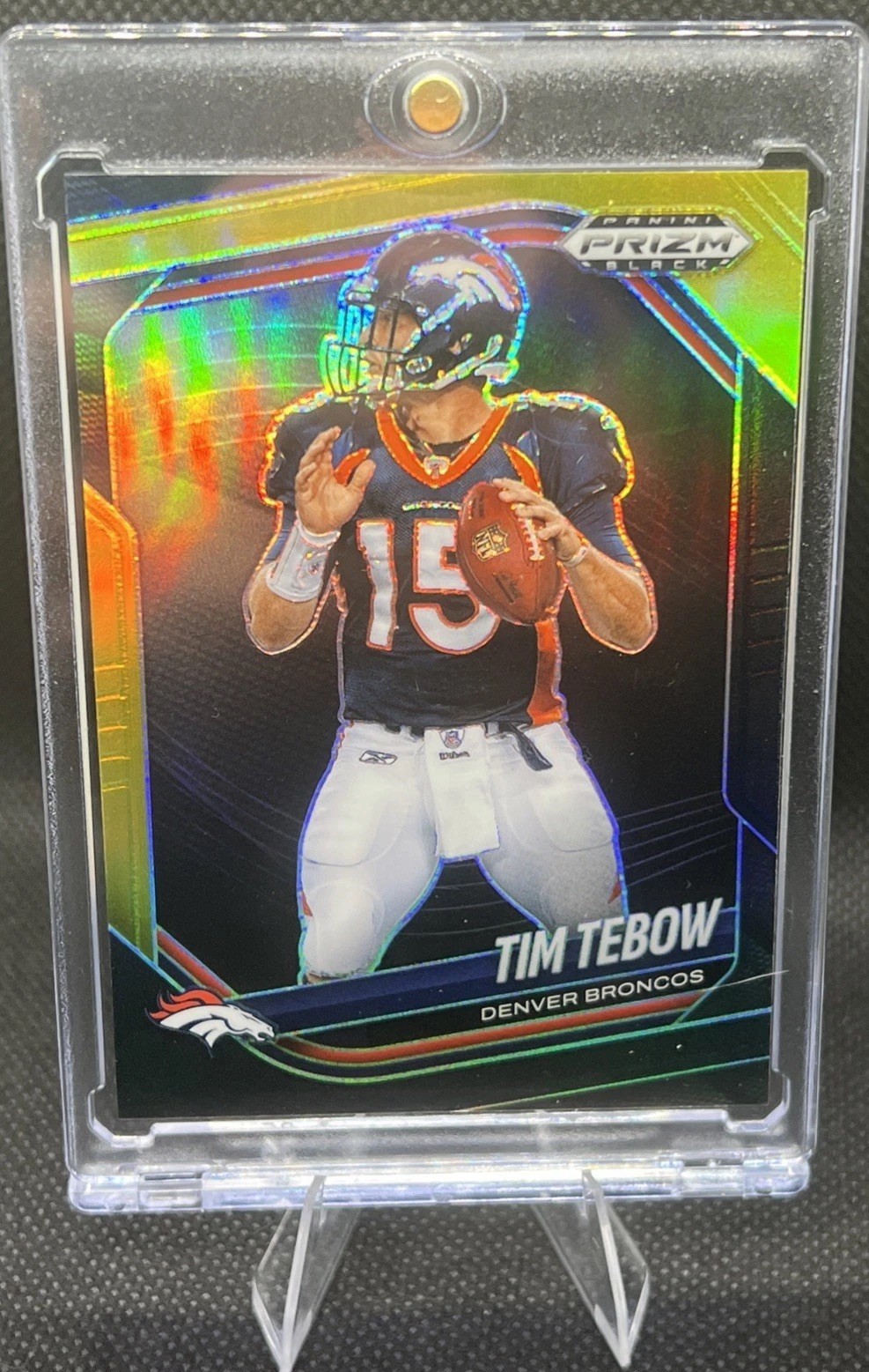 2025 Panini Prizm Black Tim Tebow Black Gold Prizm 2/5 SSP Broncos #54 Rare! 