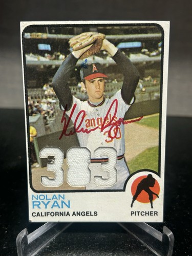 Nolan Ryan 1973 Topps Custom GU Auto Patch Relic COA 383K HOF Game Used Jersey