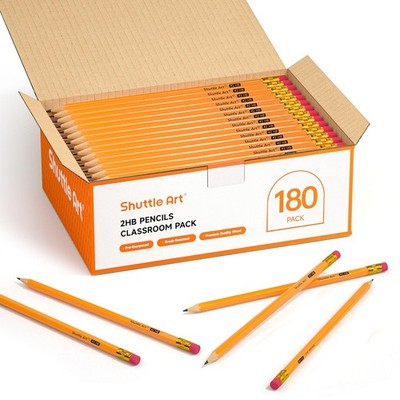Wood-Cased #2 HB Pencils, 180 Pack Sharpened Yellow Pencil with Erasers, Bulk...