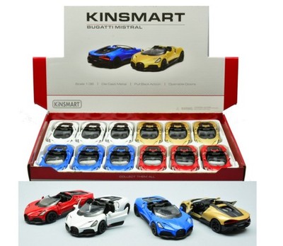 1 PEZZO Kinsmart BUGATTI MISTRAL COL.ASS. cm 12 1:36 5460D