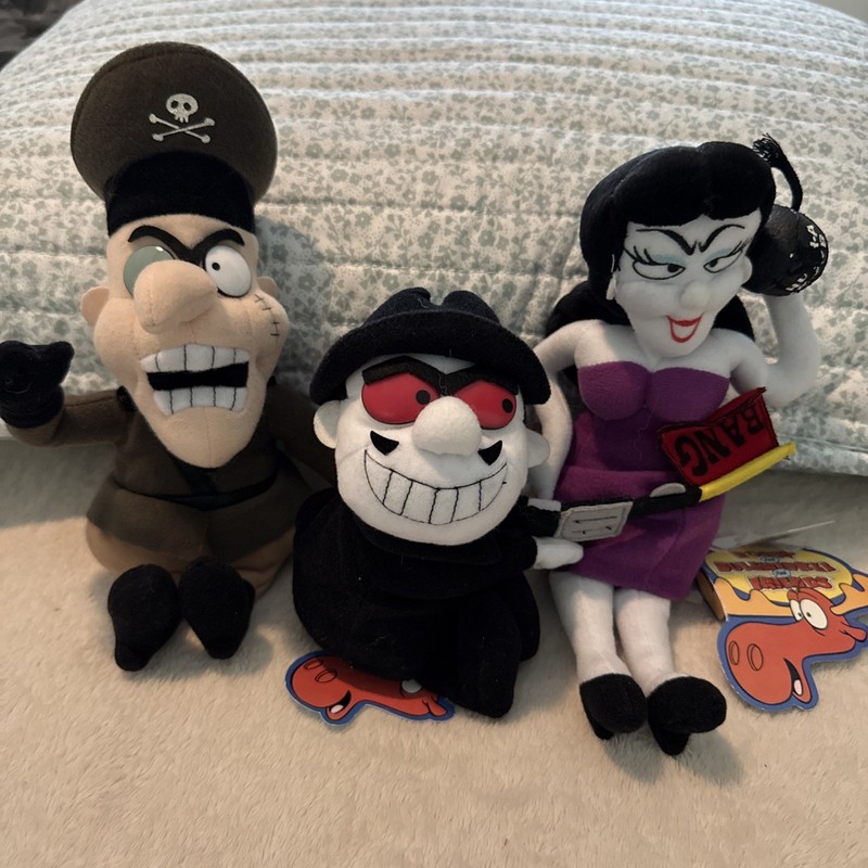 3 Bullwinkle VILLAIN Plushes: FEARLESS LEADER & BORIS BADENOV & NATASHA
