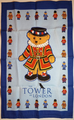 Tower Of London Teddy Bears Cotton & Linen Tea Towel 17 x 28 in. U.K. New