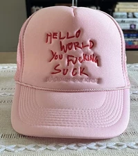 Machine Gun Kelly MGK Hello World You Fu*king Suck Pink Hat Snap Back Trucker