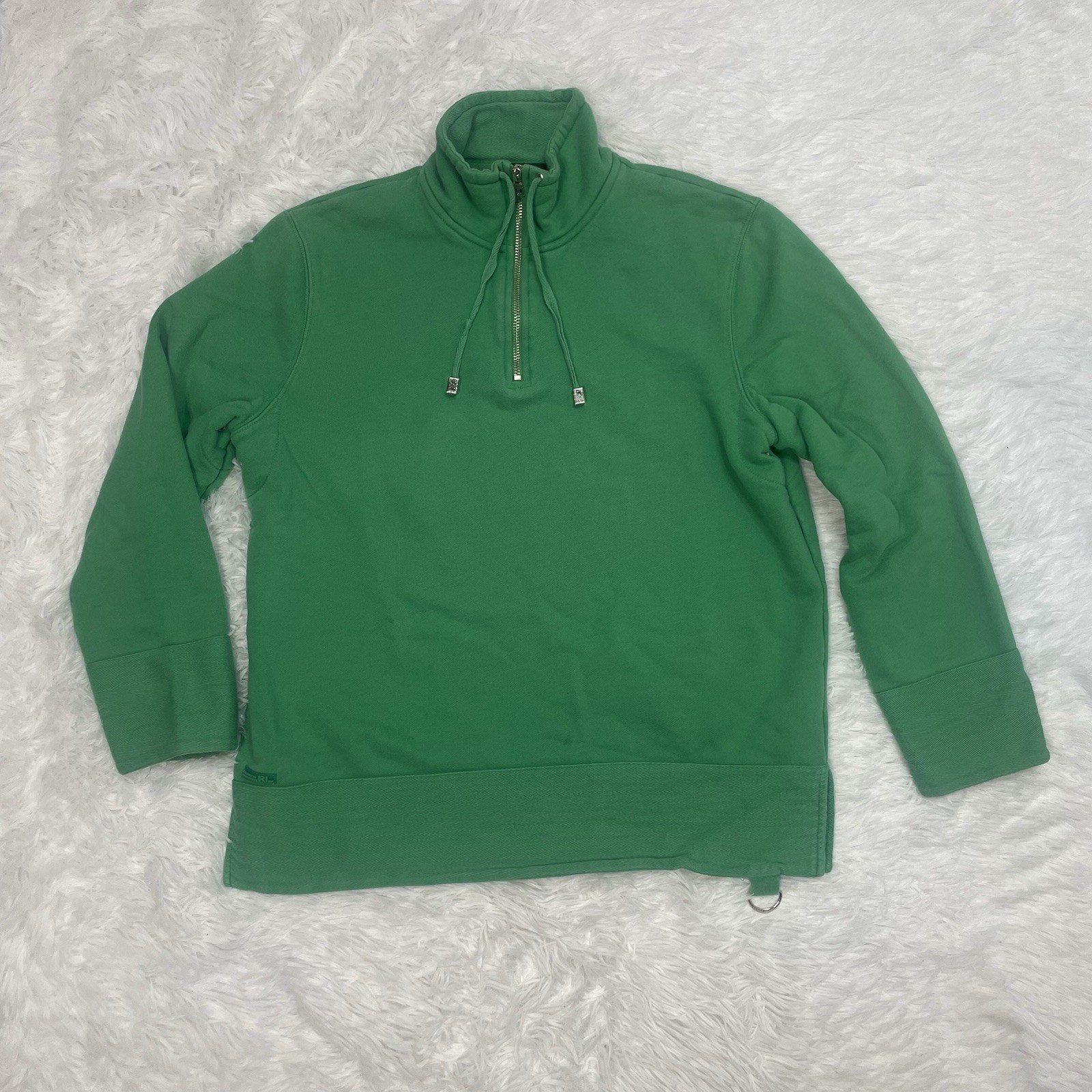 Lauren Ralph Lauren Women’s Size L Large 1/4 Zip Fleece Sweatshirt Green Cotton